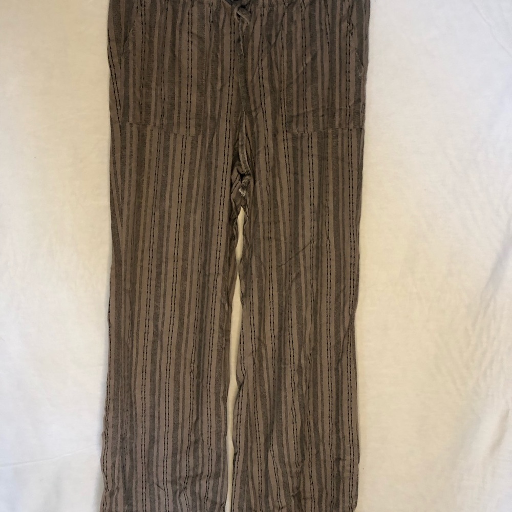 Tan Striped linen Pants